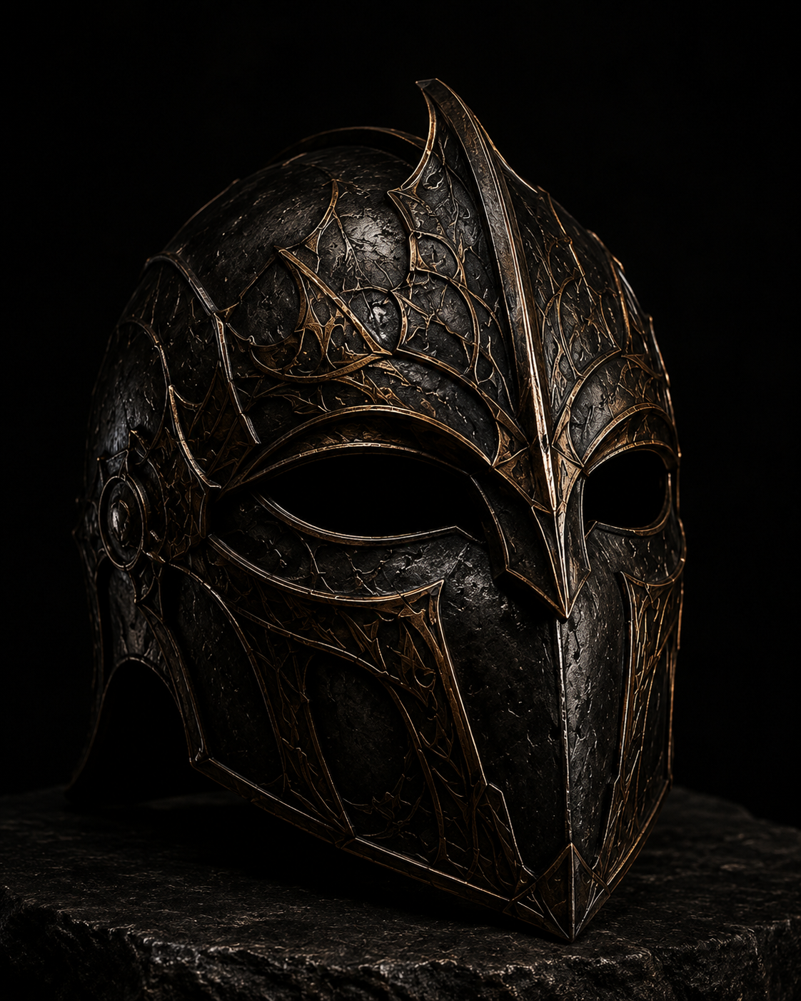 Front view of the Acanthus medieval helmet