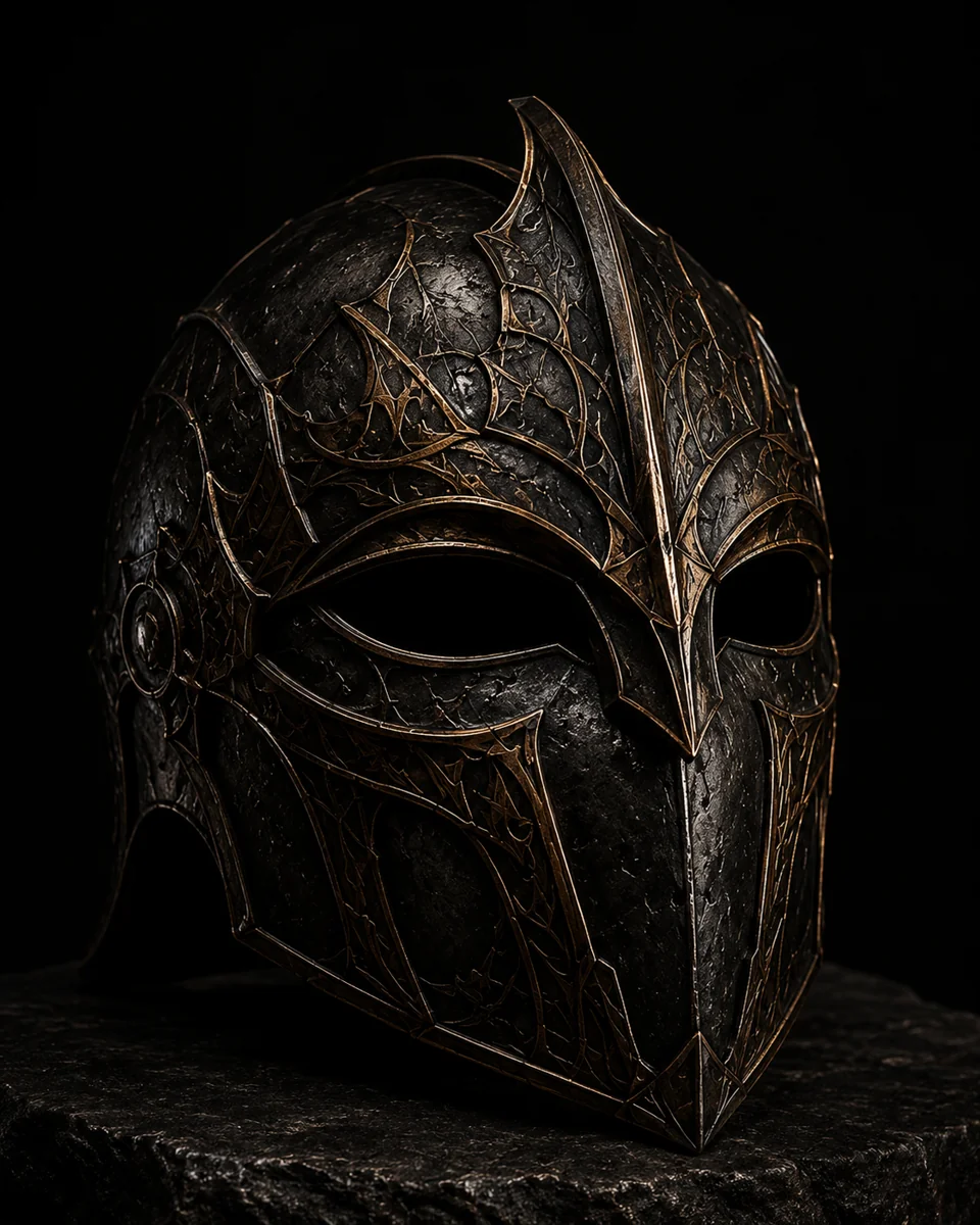 Front view of the Acanthus medieval helmet