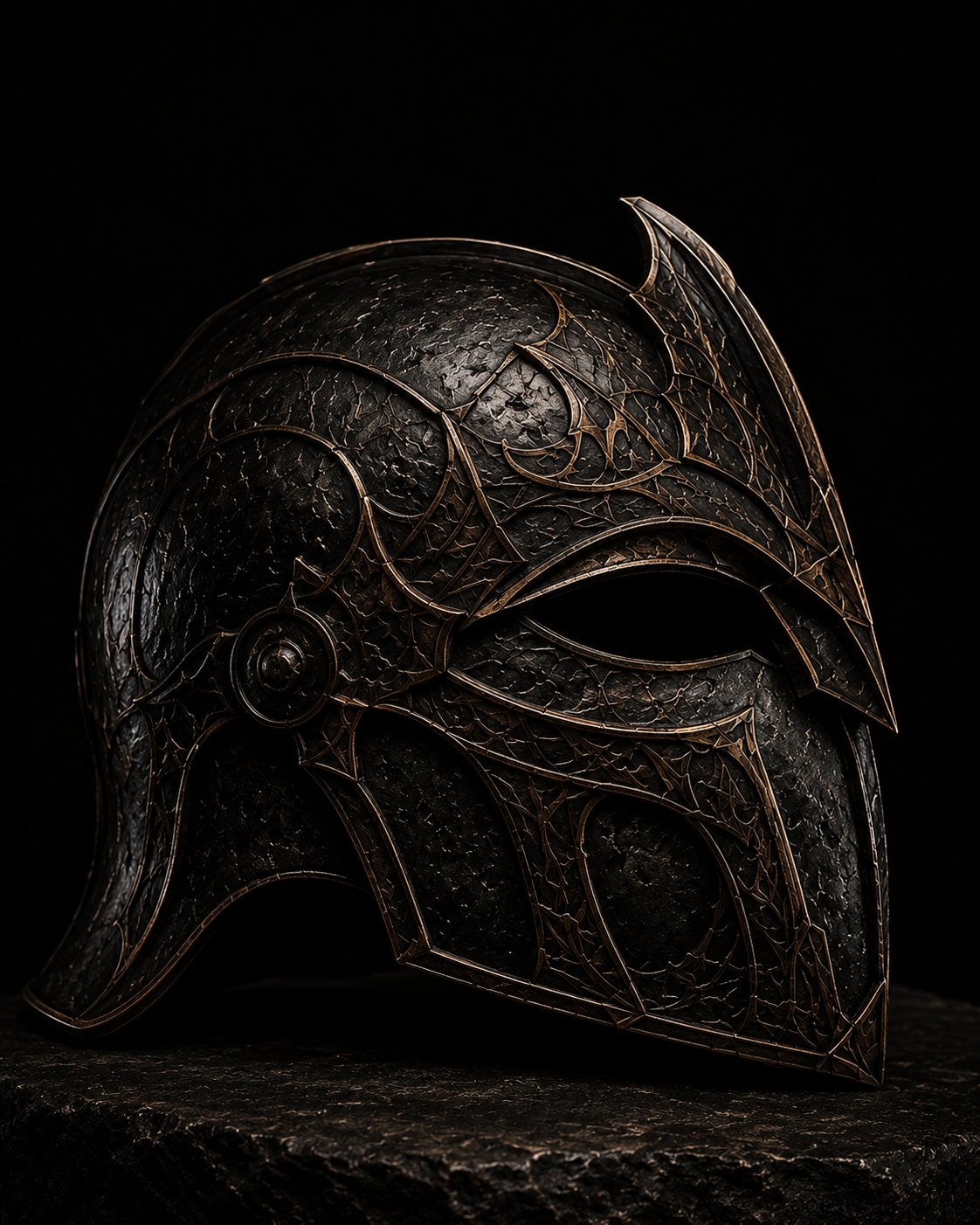 Side view of the Acanthus medieval helmet