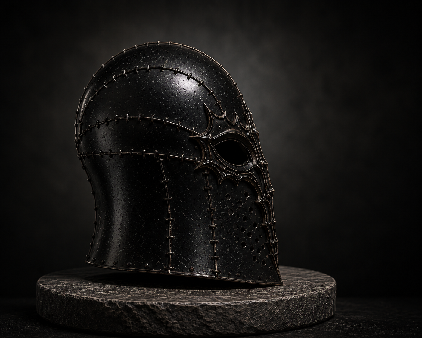 Side view of The Black Vesper full-head helmet