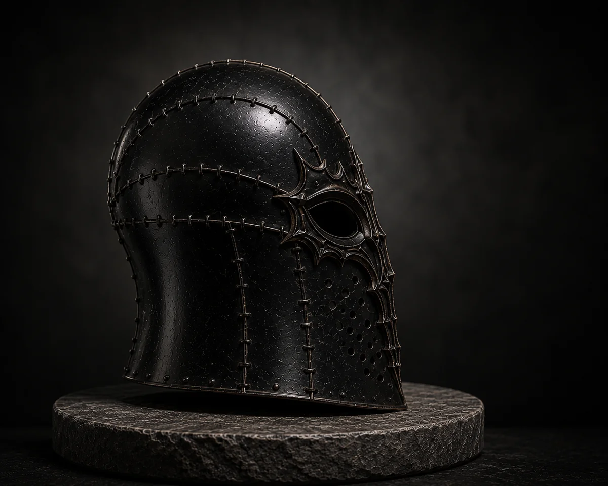 Side view of The Black Vesper full-head helmet