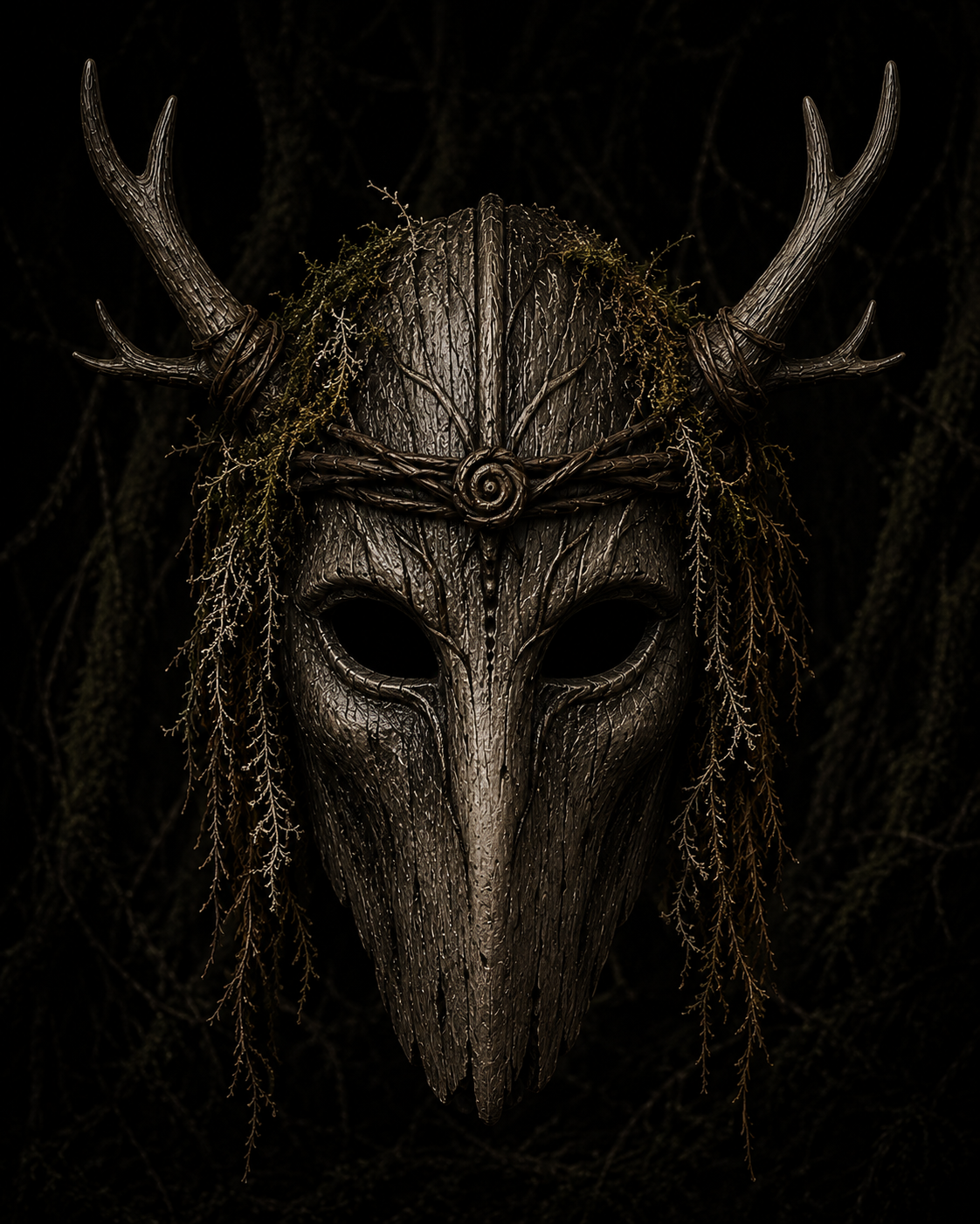 Front view of Draeven druid mask