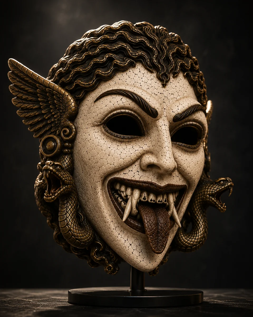 Side view of Gorgon mask