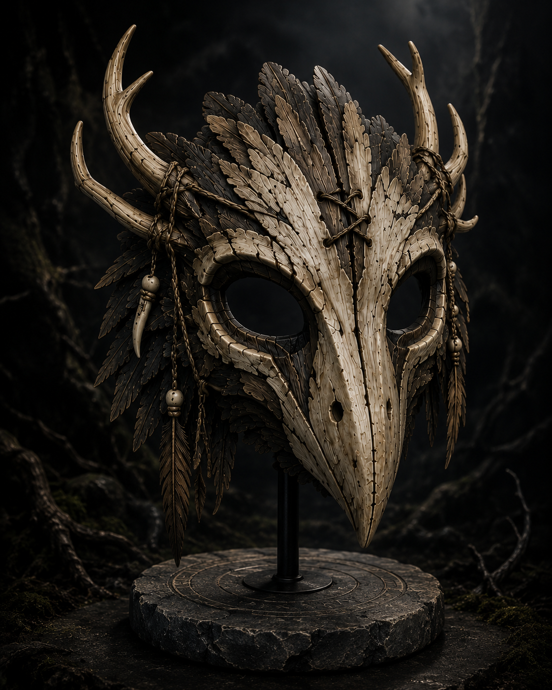 Front view of Morrvane druid mask