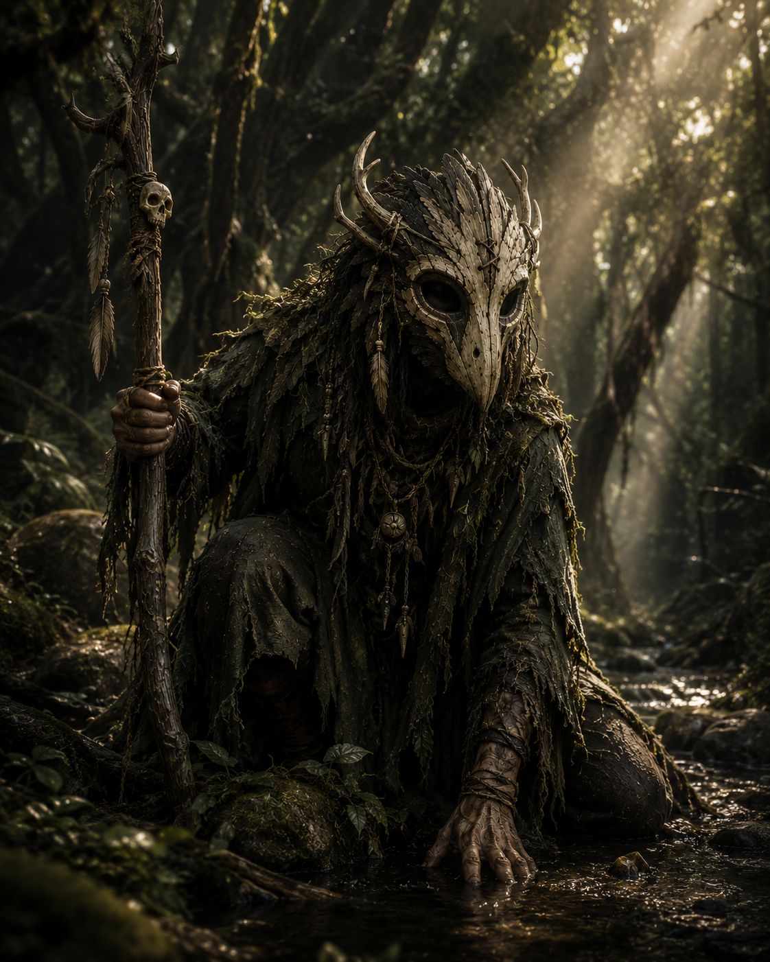 Side view of Morrvane druid mask