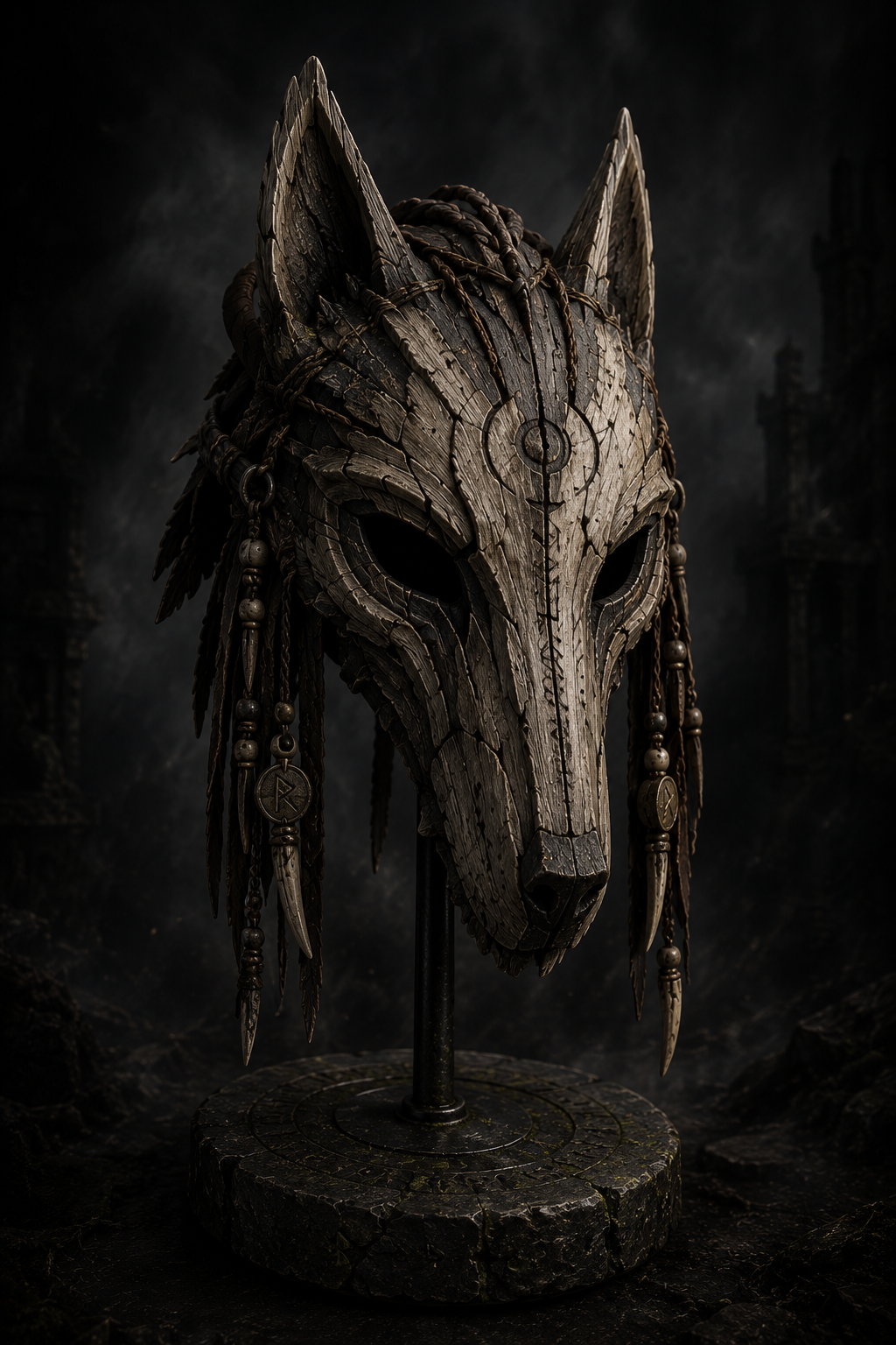 Front view of Vaelgrin druid mask