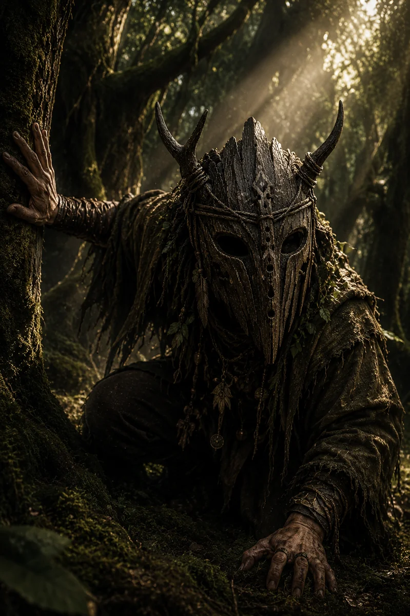 Side view of Veyrthorn druid mask