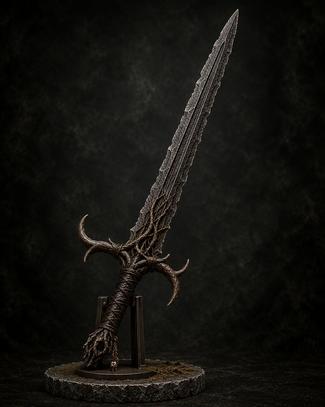 Front view of Briarbrand druidic longsword