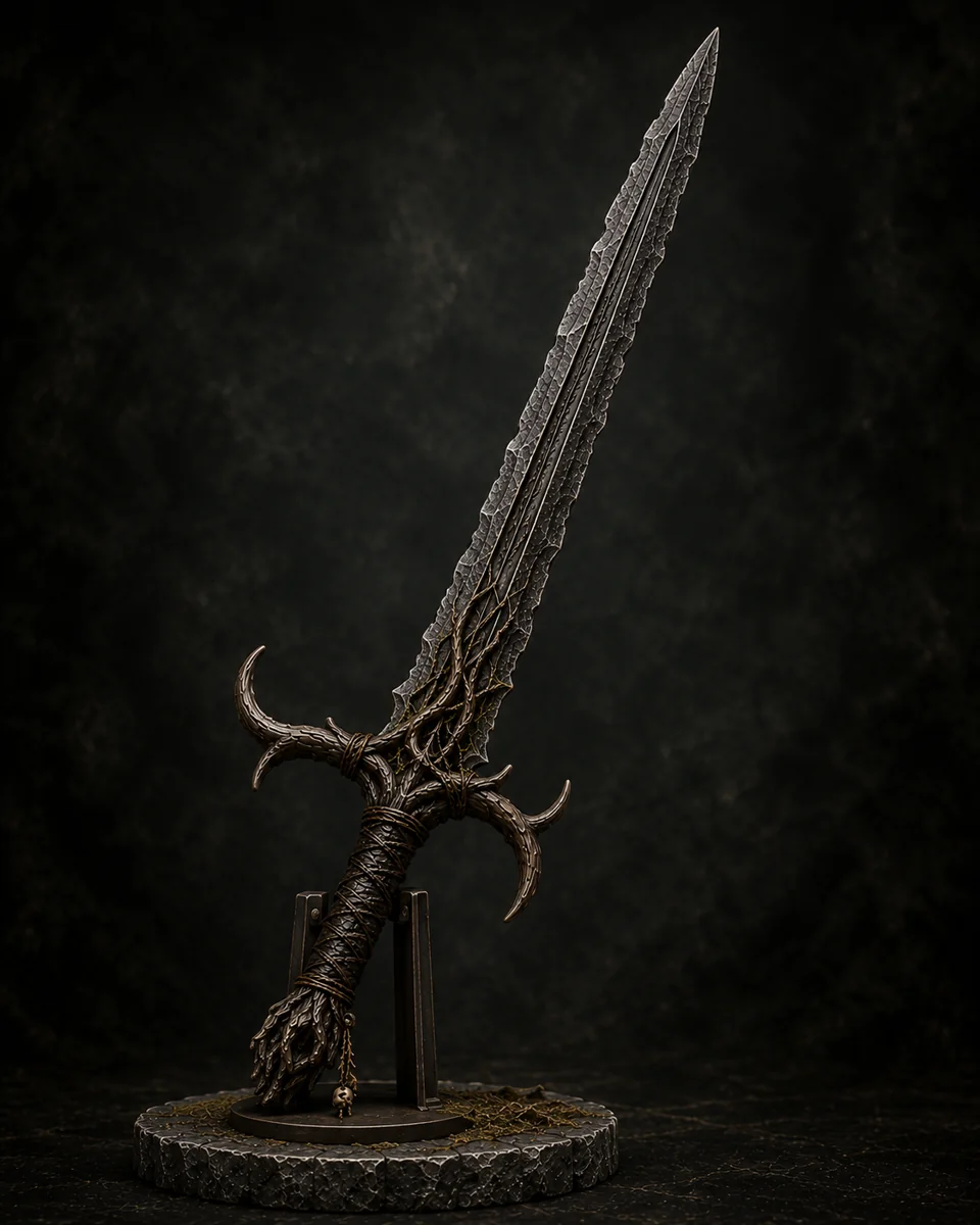Front view of Briarbrand druidic longsword