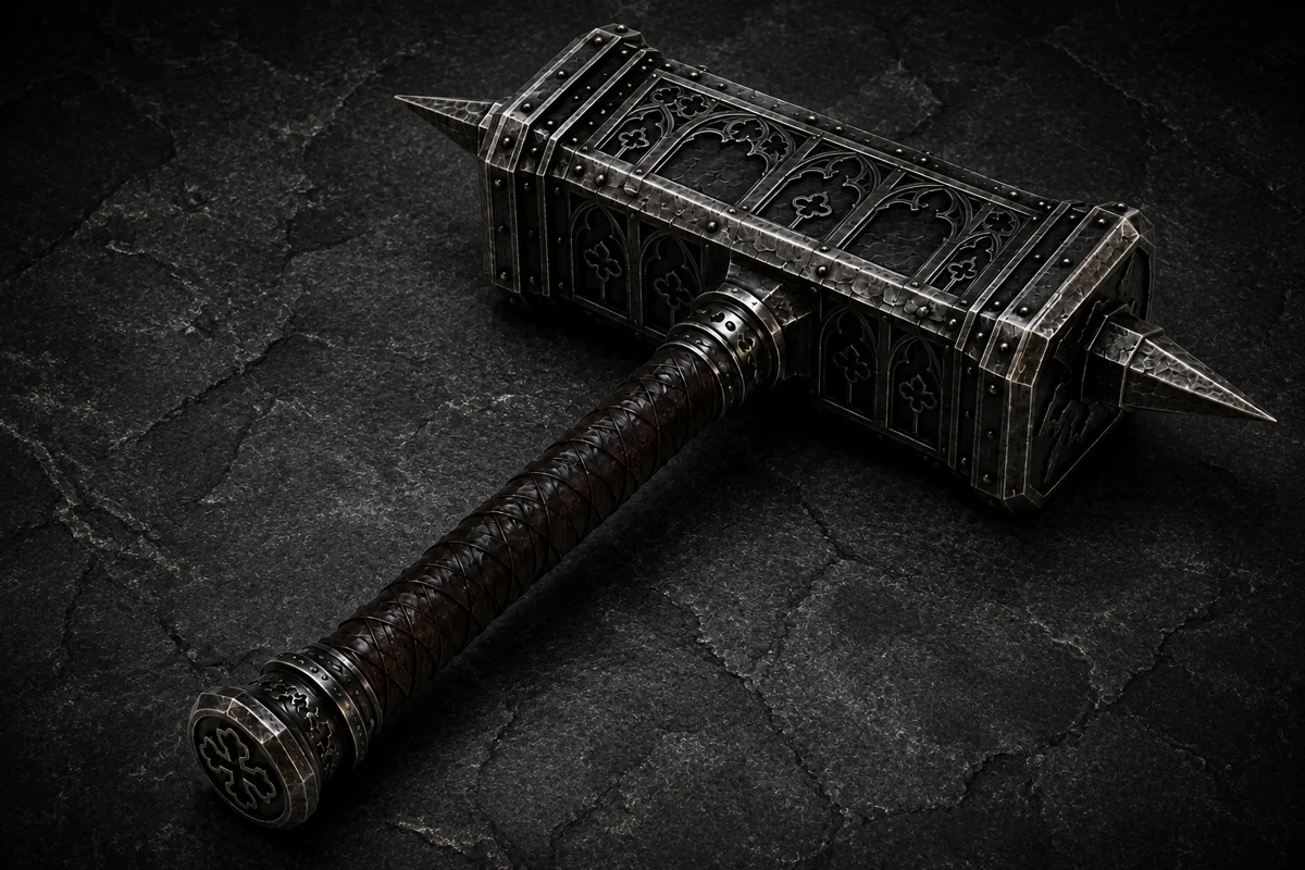 Side view of Coffin Nail war hammer